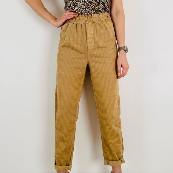 Gap Casual Elastic High Waisted Paper Bag Khakis Pants with Pockets tan - Picture 5 of 11